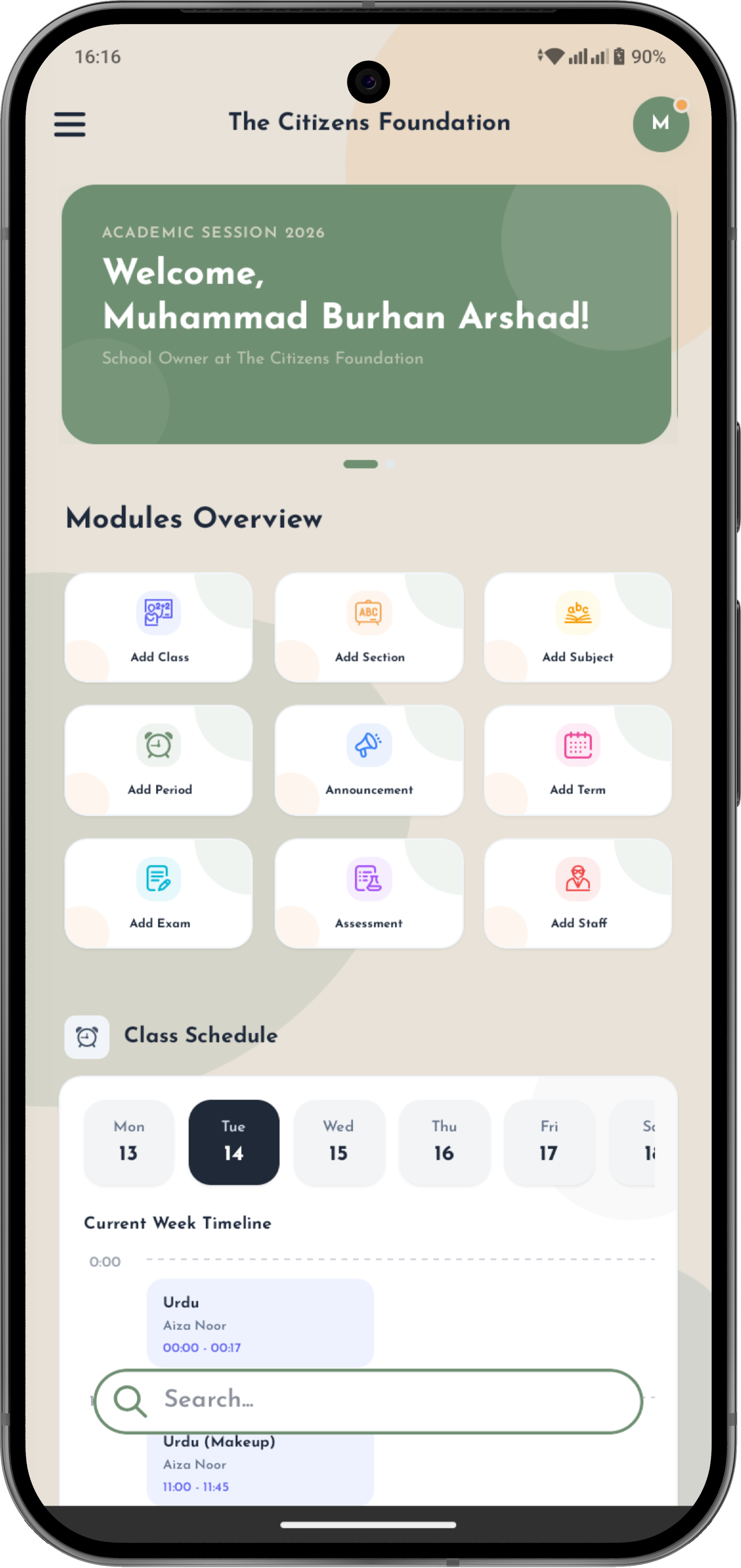 Taleemia All-in-One School Management System Dashboard Preview